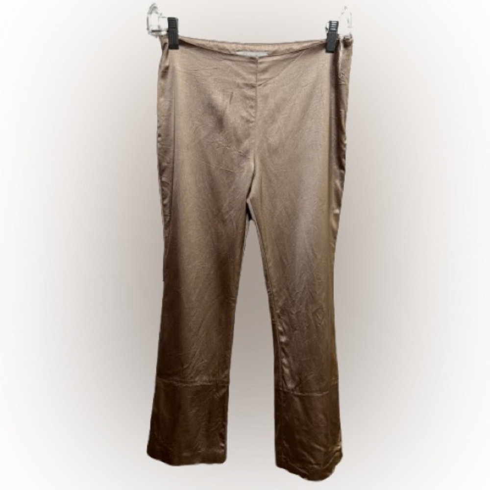 Zip Back Satin Like Flare Champagne Pants